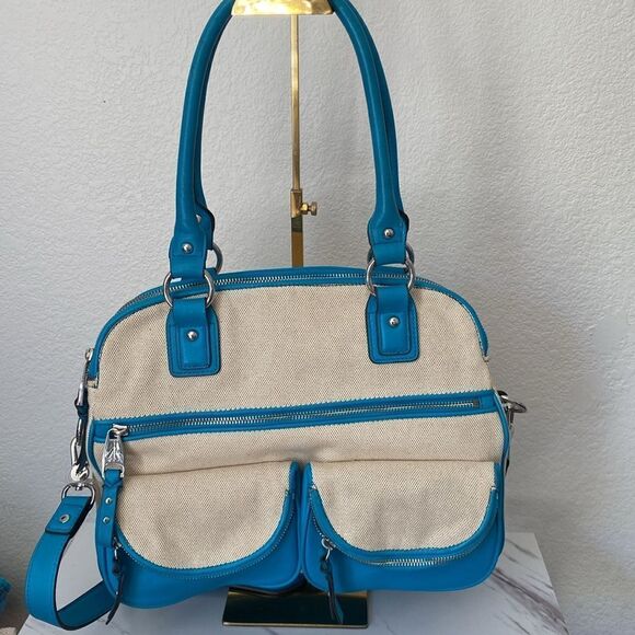 Aimee Kestenberg Canvas Lucy Satchel w/Front Pockets Handbag Bag - Picture 4 of 13